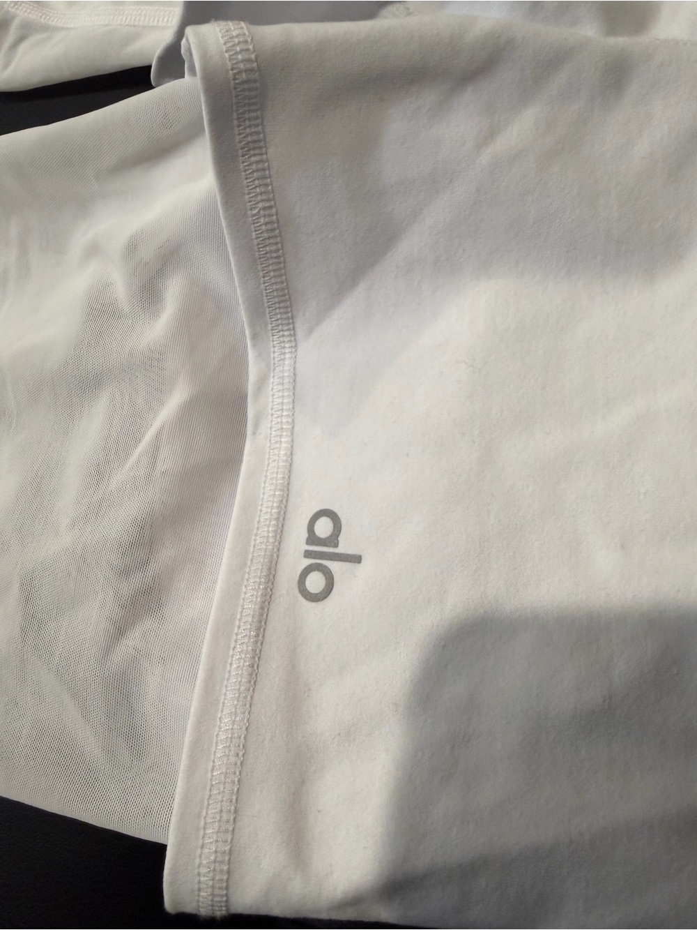ALO Yoga White High-Rise Layered Bike/Running Shorts - Picture 3 of 5